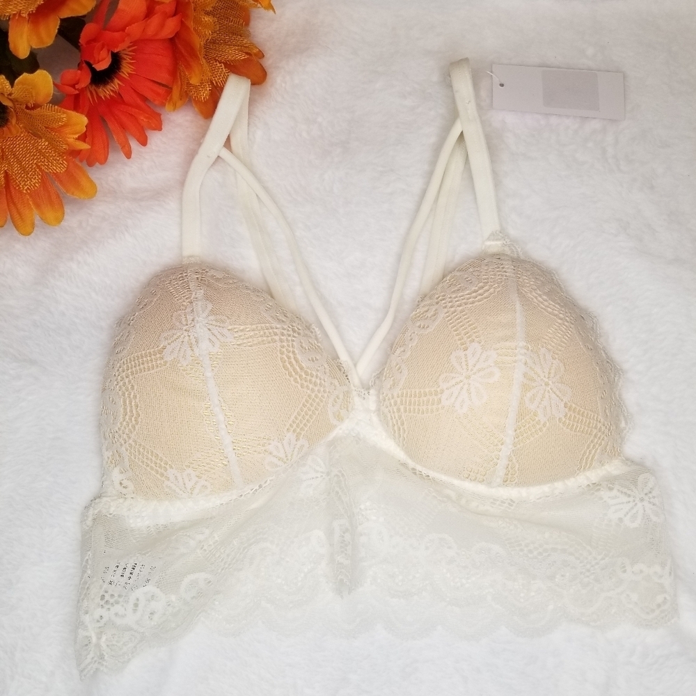 White cream lace bralette
